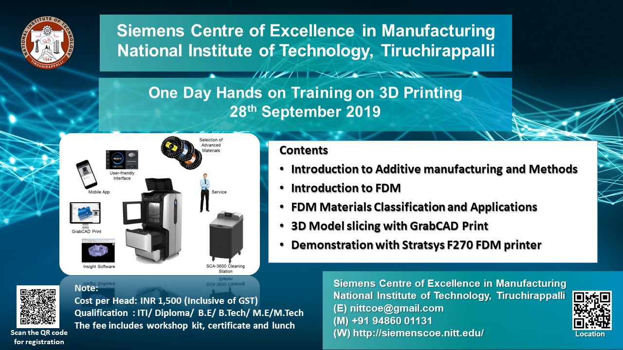 One Day Hands on Training on 3D Printing 2019